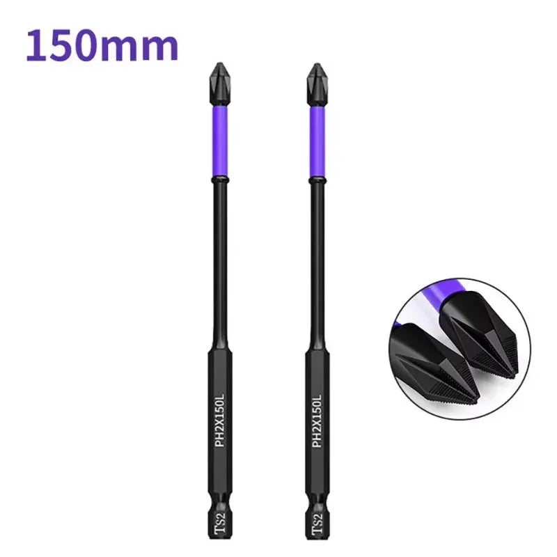 Magnetic Screwdriver Bits Set 6 And 12 Pack Non Slip Shockproof Phillips Hex Shank Alloy Steel For Power Tools