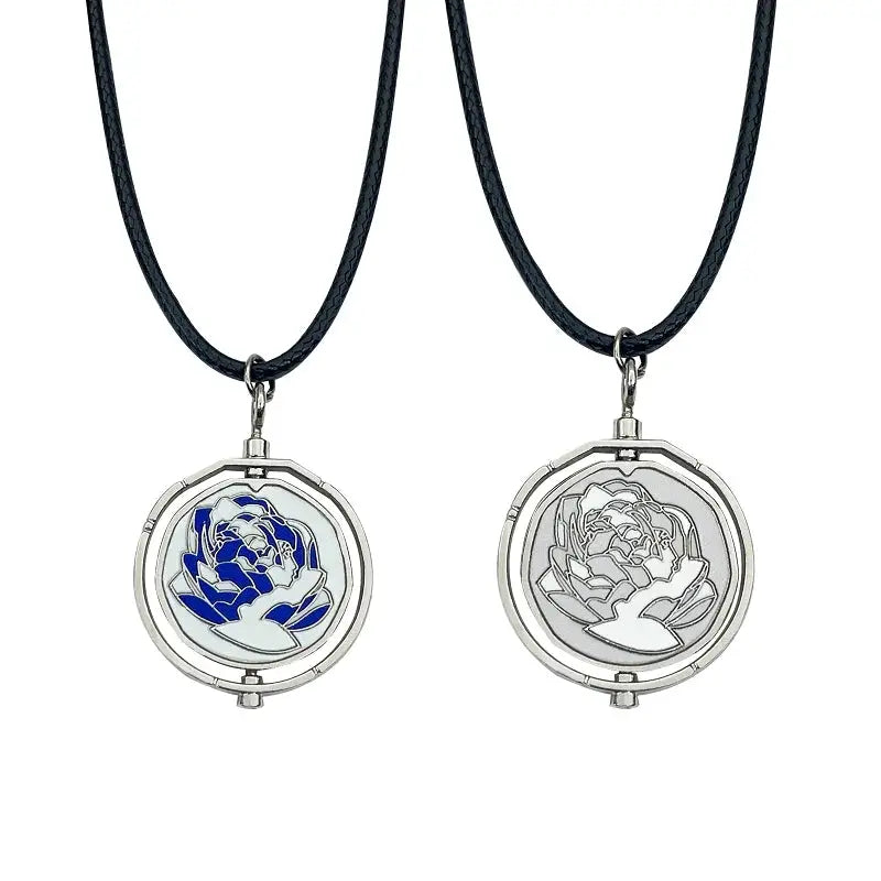 Arcane Jinx Blue Rose Rotatable Cosplay Necklace Backpack Pendant Halloween Party Gift For Fans