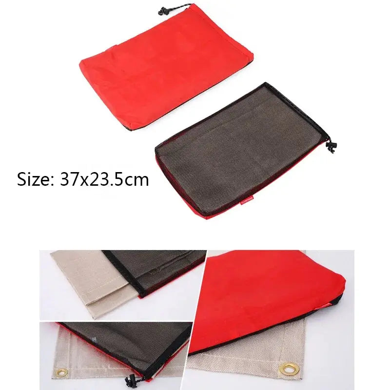 Simples Market outdoor fireproof fiberglass insulation mat; red fabric with black mesh, 37x23.5 cm, 2 pcs