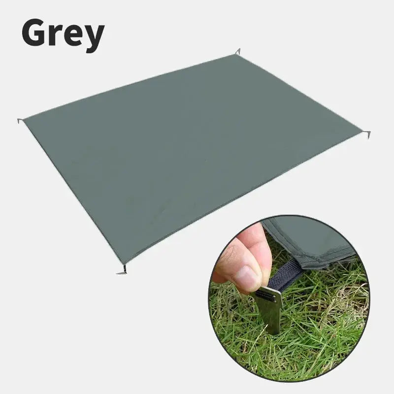 Waterproof camping mat with pegs in grey by Simples Market; ultralight portable travel beach mat