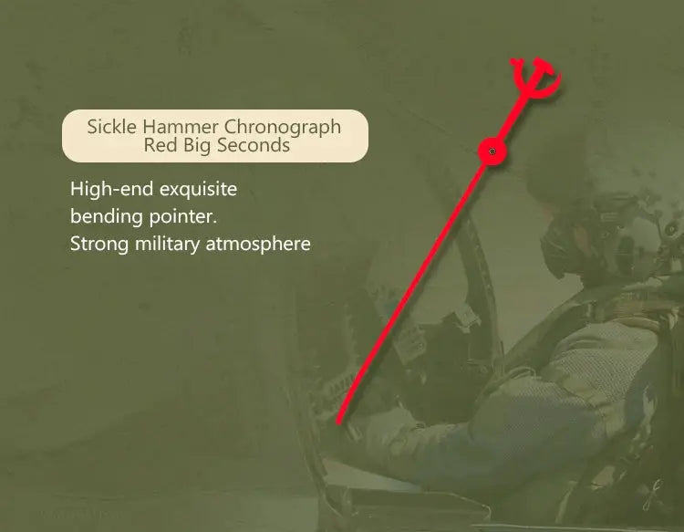 Red Star 38mm men's chronograph watch with Seagull ST1901 movement; aviation pilot style in cockpit background