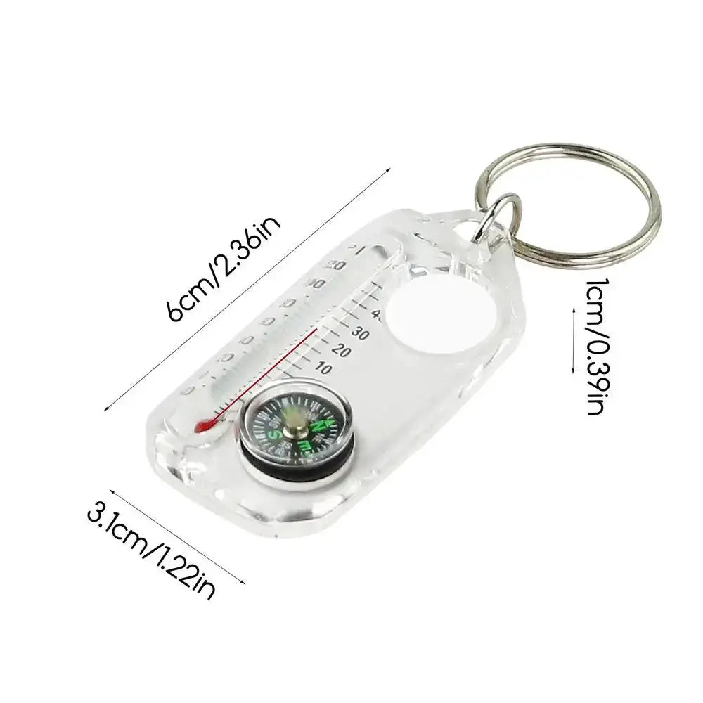 Pocket Survival Compass Multifunction Mini Keychain With Thermometer For Camping Hiking Outdoor Survival Tool