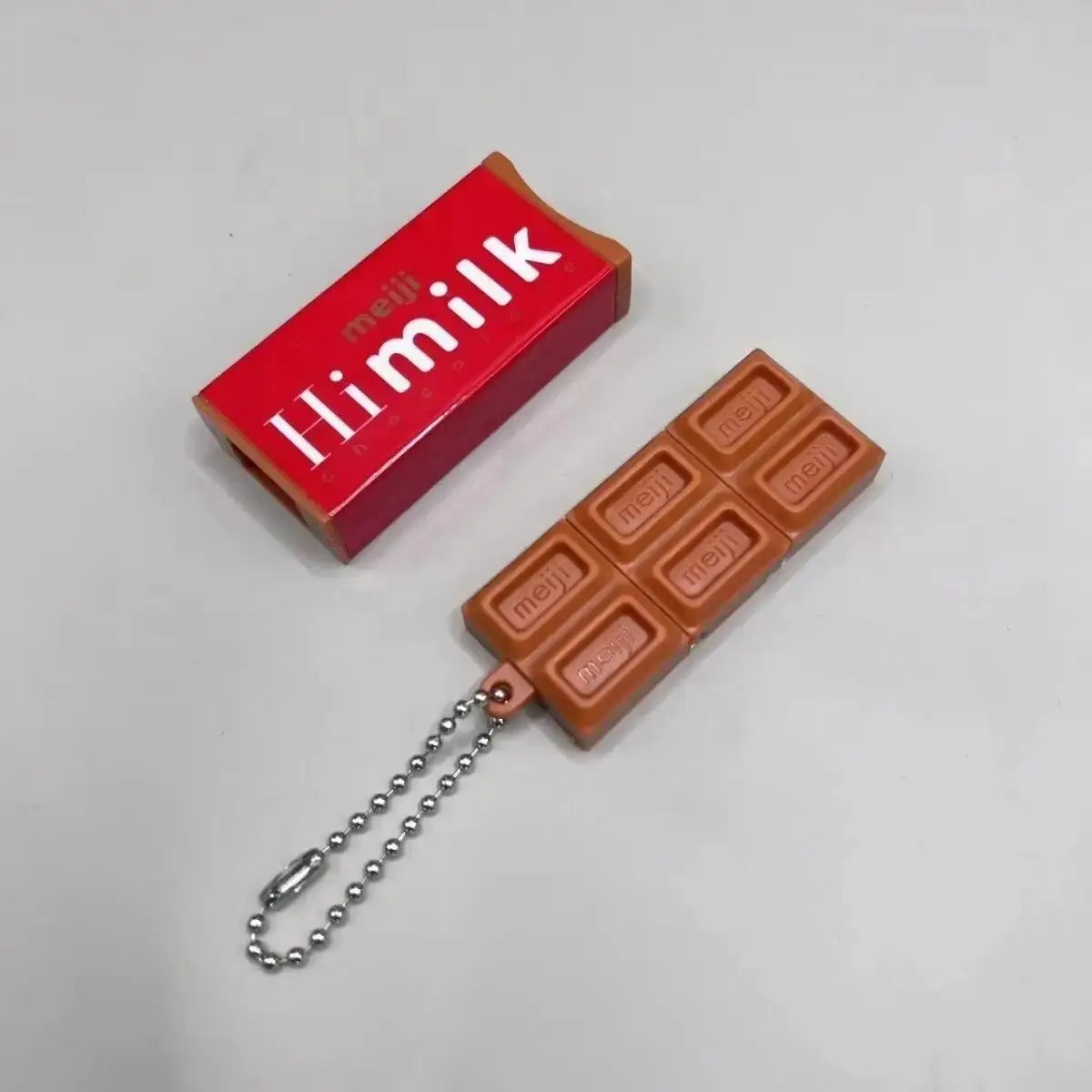 Hot Japanese Style Simulated Meiji Chocolate Fidget Toy Bendable Snap Stress Relief Keychain Pendant Gift