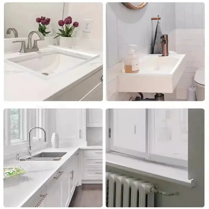 Door seal strip silicone self-adhesive water-retaining barrier; white bathroom and kitchen accessory by Simples Market