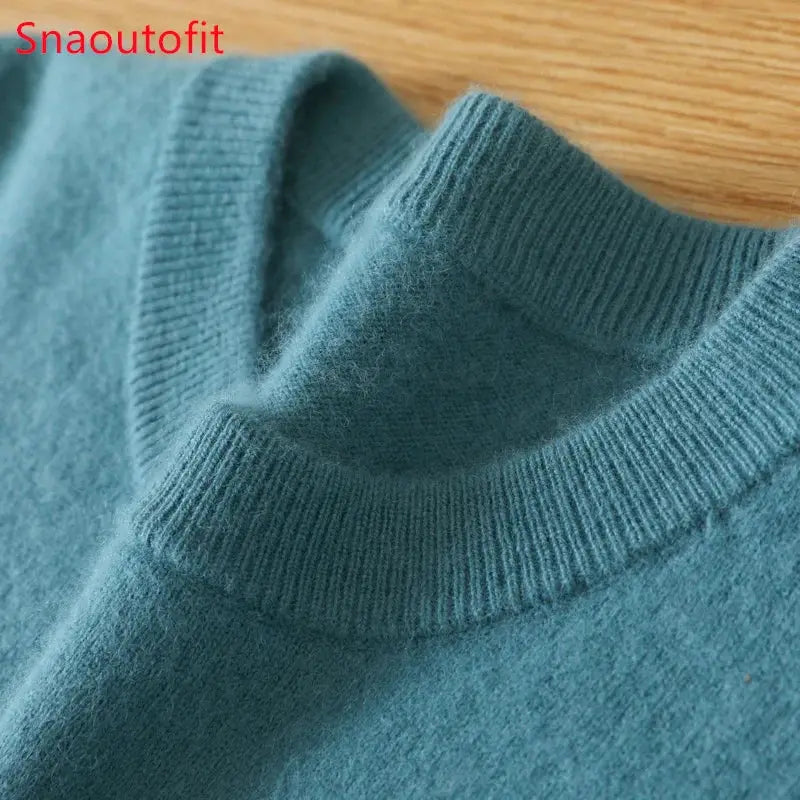 Men's mink cashmere O-neck sweater by Simples Market in teal