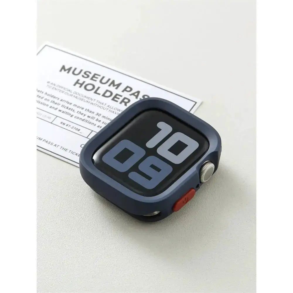 Simples Market navy blue bumper silicone case for Apple Watch, anti-drop matte cover for 41–49mm sizes