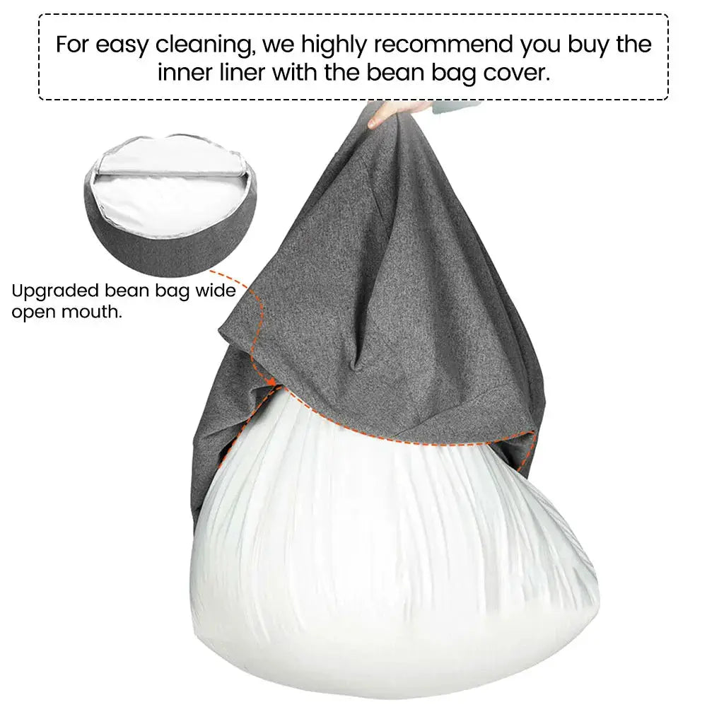 Bean bag inner liner by Simples Market, white removable insert with wide-mouth opening for anti-fouling replacement