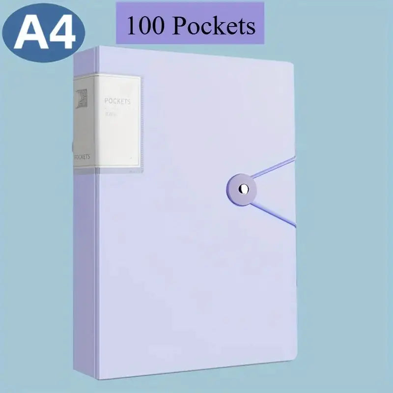A4 binder portfolio with 100 pockets in lavender purple