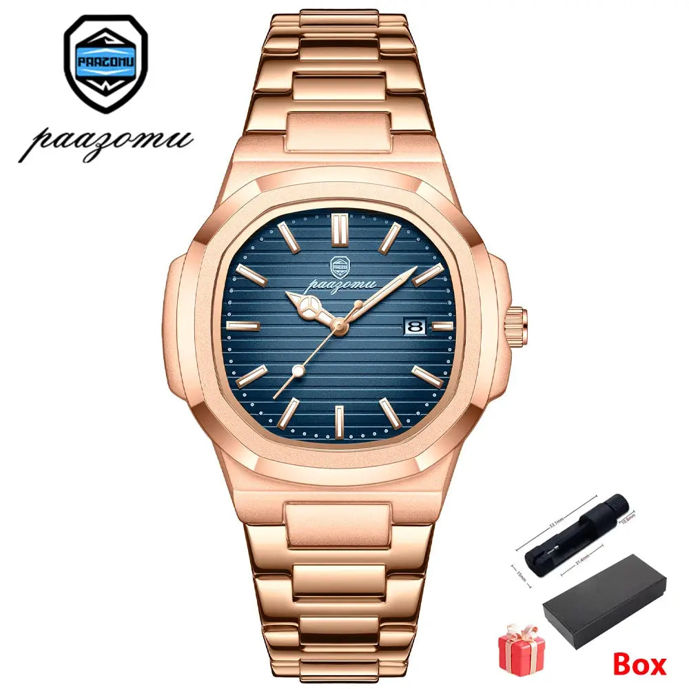 2026 Mens Fashion Watch Stainless Steel Waterproof Luminous Dial Quartz Movement With Date And Week