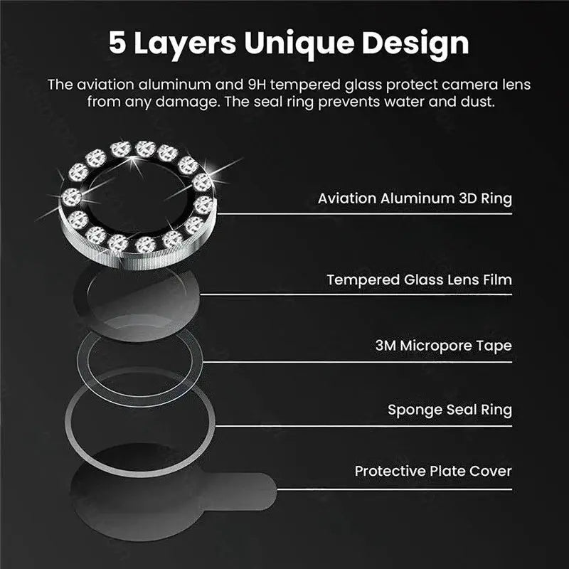 Simples Market crystal diamond ring camera protector for Samsung Galaxy Z Flip7; 5-layer aviation aluminum ring design