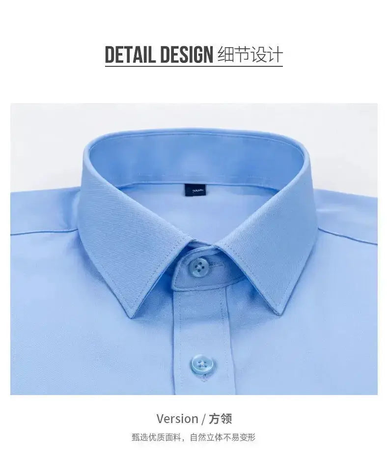 Men's blue dress shirt with classic collar, slim fit Simples Market