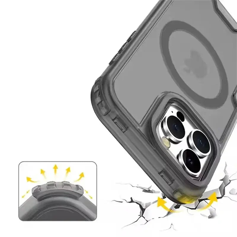 3-in-1 Magnetic Heavy-Duty Armor Case for MagSafe iPhone by Simples Market, gray rugged cover