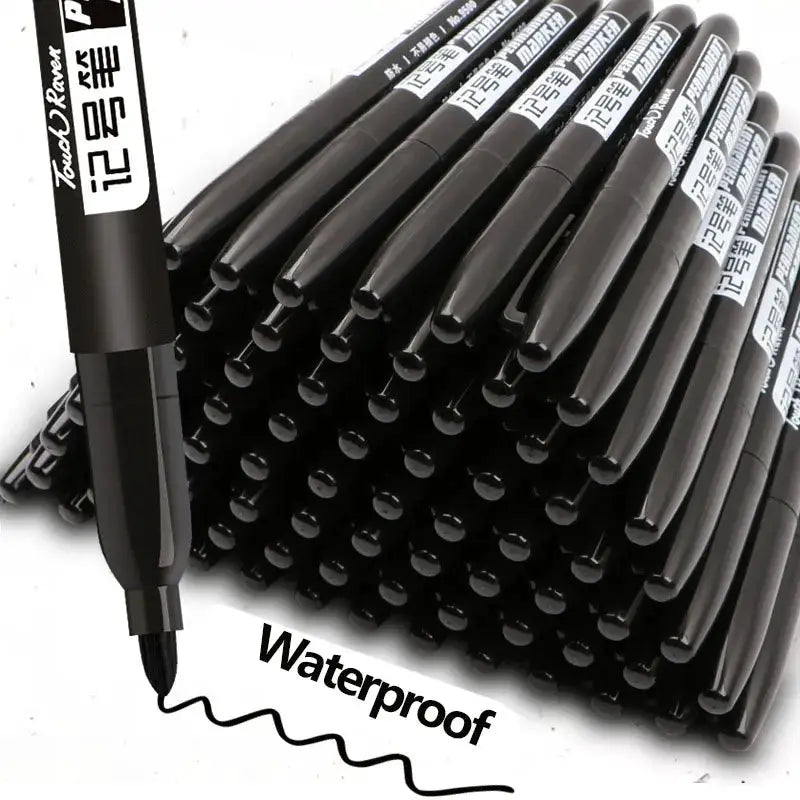 GraphixPro 6Pcs Permanent Marker Pens Set Black Blue Red Waterproof Ink Fine Tips For Manga Drawing