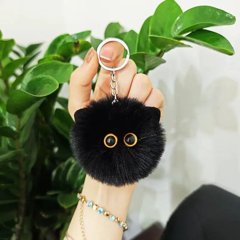 Blush Cat Ball Original Design Cartoon Handmade Plush Pendant Keychain Gift For Girls