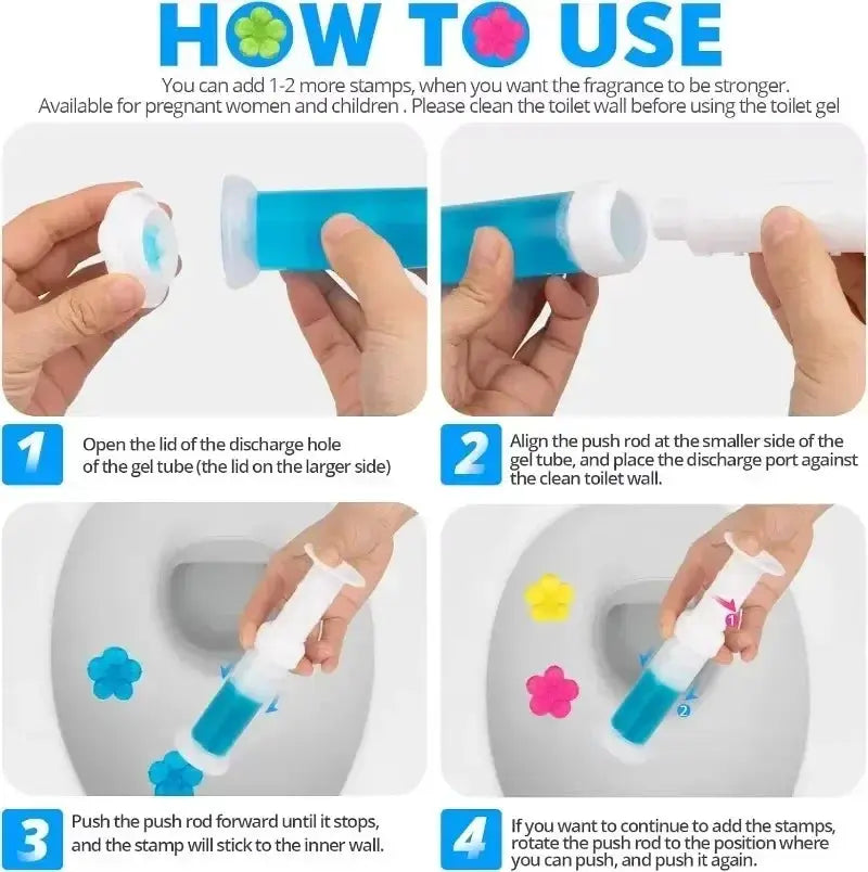 Toilet Gel Stamp Kit 12 Count With 6 Scents Toilet Bowl Cleaner Gel Air Freshener Flower Fragrance