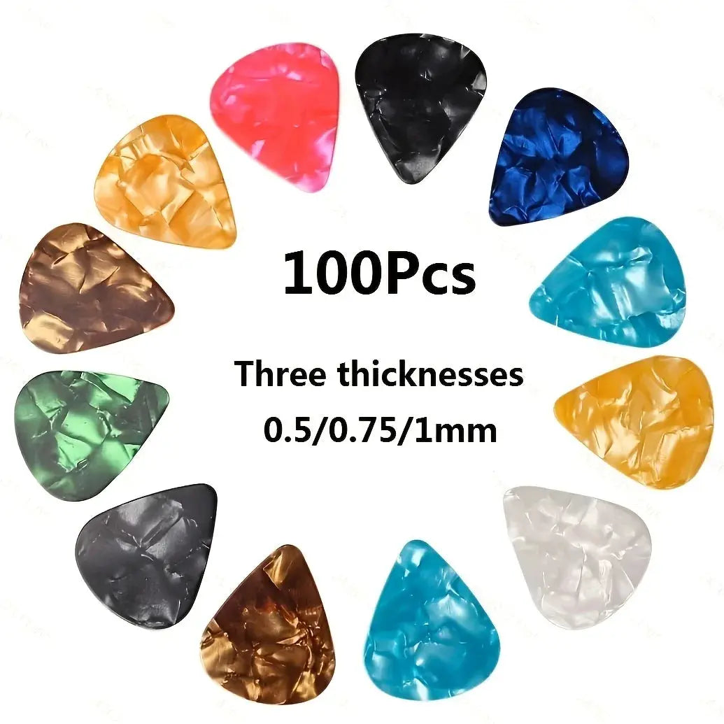 Miwayer 100 Piece Mixed Color Guitar Picks Pack Celluloid Assorted Thicknesses 0.46mm 0.71mm 0.96mm