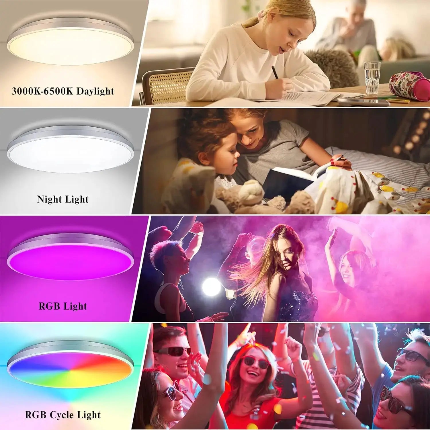 Simples Market RGBCW round LED ceiling lamp with Zigbee; 3000–6500K daylight, night light, RGB modes; app control