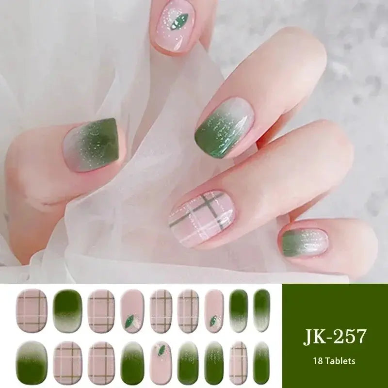 NailLux Semi Cured Nail Wraps For 16 To 20 Tips Easy Full Cover Adhesive Press On Nails Gel Finish UV LED Compatible