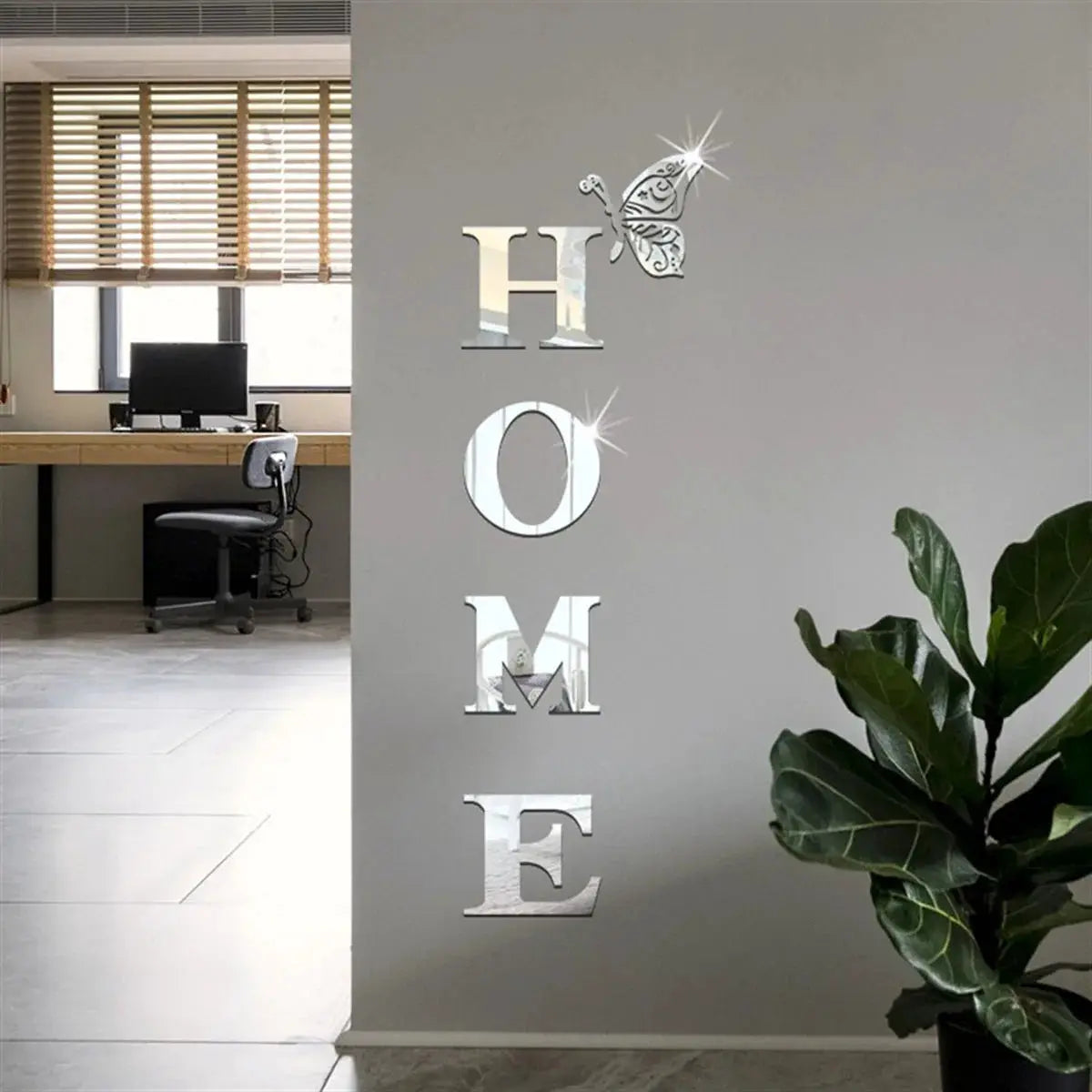 HOME Home Logo 3D Mirror Wall Sticker for Entrance and Home Decoration, Reflective Modern Wall Decor