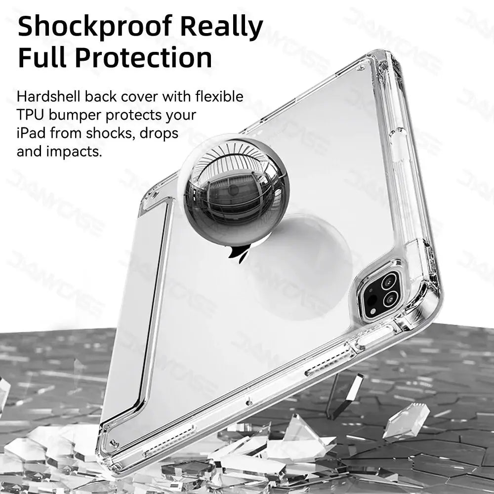 CrystalView Pro iPad Case Transparent Shockproof Back Cover for All iPad Pro Air Mini 2025 Models
