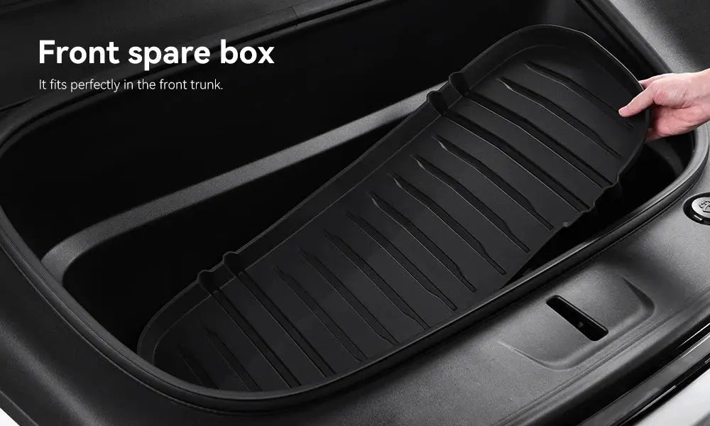 Simples Market YZ trunk mat set for Tesla Model Y Juniper 2025–2026, black TPE front trunk spare box tray