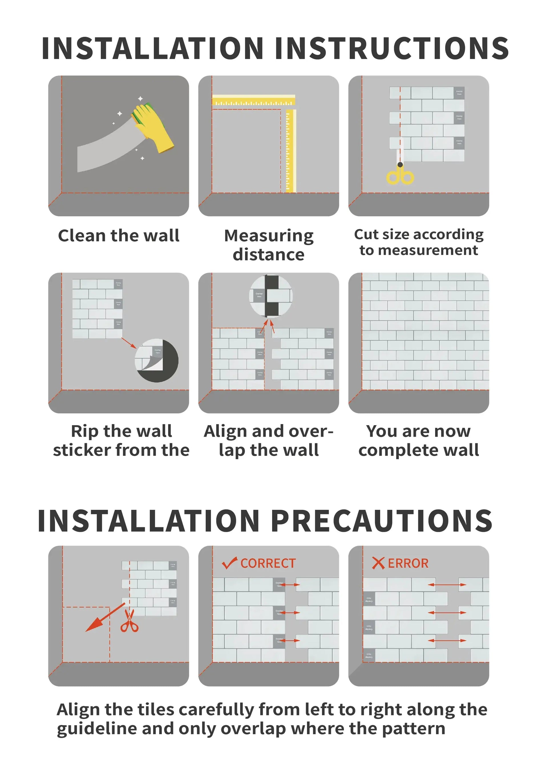 Simples Market 10/30 pc self-adhesive square kitchen backsplash tiles installation guide with step-by-step diagrams