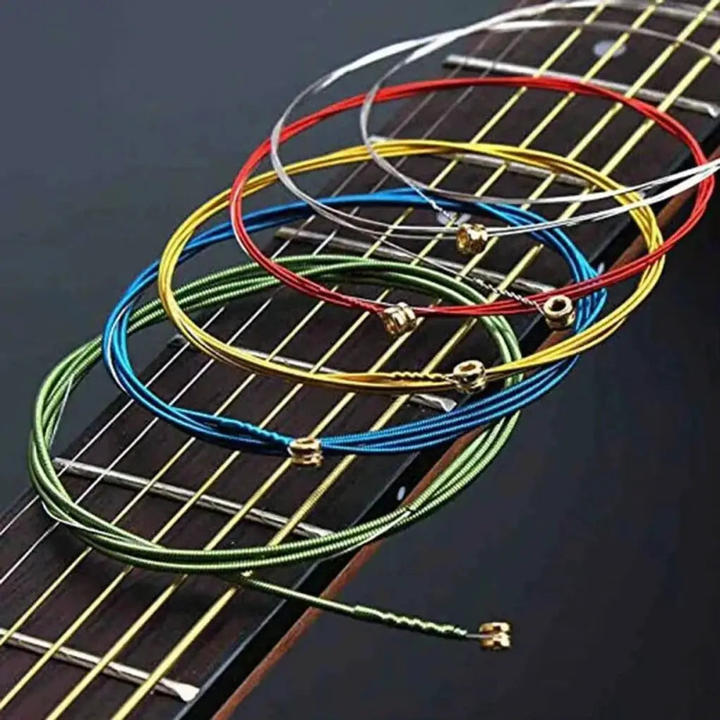 Miwayer 6 String Acoustic Guitar Strings Set In E A Rainbow Colors For Folk And Classical Guitars