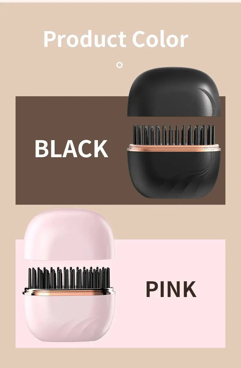 Mini cordless hair straightener brush by Simples Market in black and pink (2 colors)