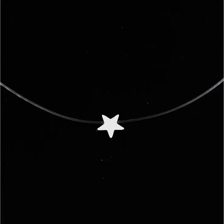 5 Colors Dazzling Zircon Pendant Necklace With Invisible Transparent Fishing Line Chain For Women Minimalist Jewelry