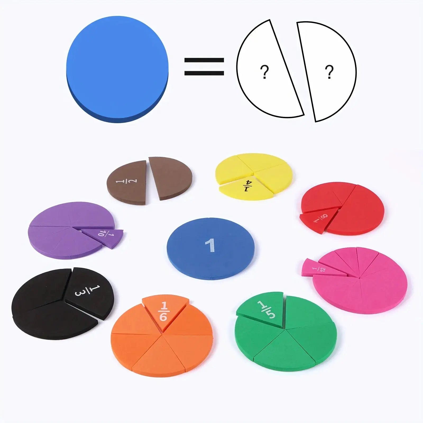 Interactive Fraction Math Manipulatives by Simples Market 9-piece EVA foam disk set in bright colors