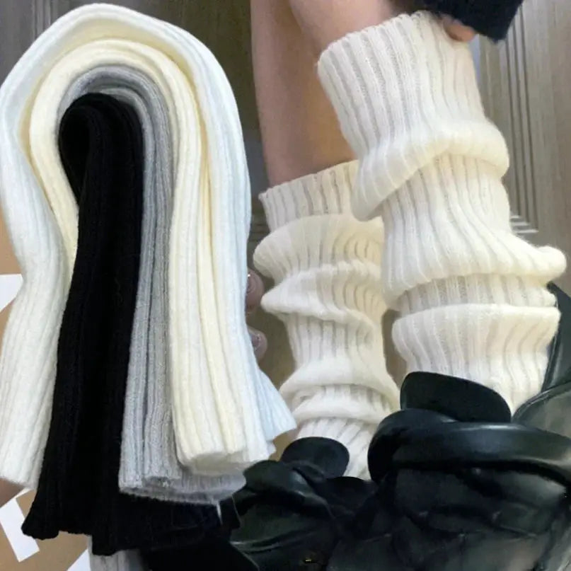 KnitAura Lolita Leg Warmers Y2K Crochet Heap Style Knit For Autumn Winter Warmth 40 To 70 Cm