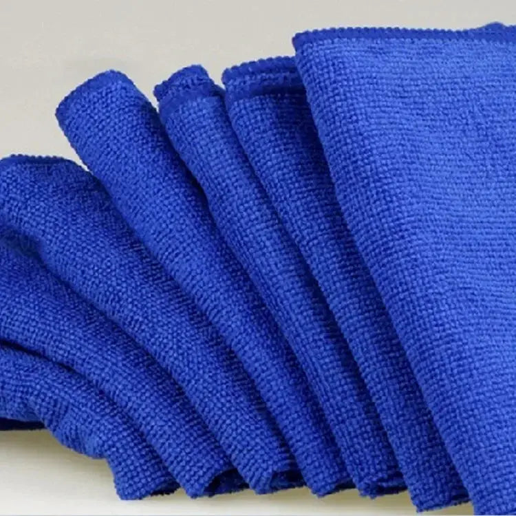 Microfiber towels for car washing and detailing; blue household cleaning cloths set