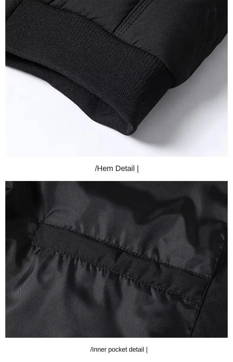 Simples Market men's black cotton baseball jacket with ribbed hem and inner pocket detail