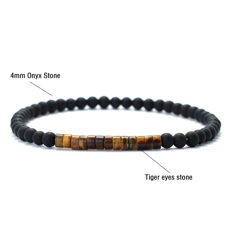 New Minimalist 4mm Bead Bracelet Unisex Onyx Stone Bracelet For Meditation Yoga Strand Small Beads - Simples Market