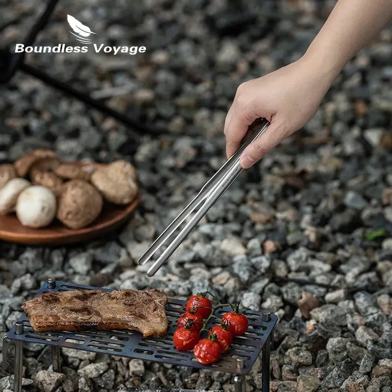 Boundless Voyage Titanium BBQ Tongs Ultralight Food Clip Heat Resistant Rustproof Grilling Ti1014T