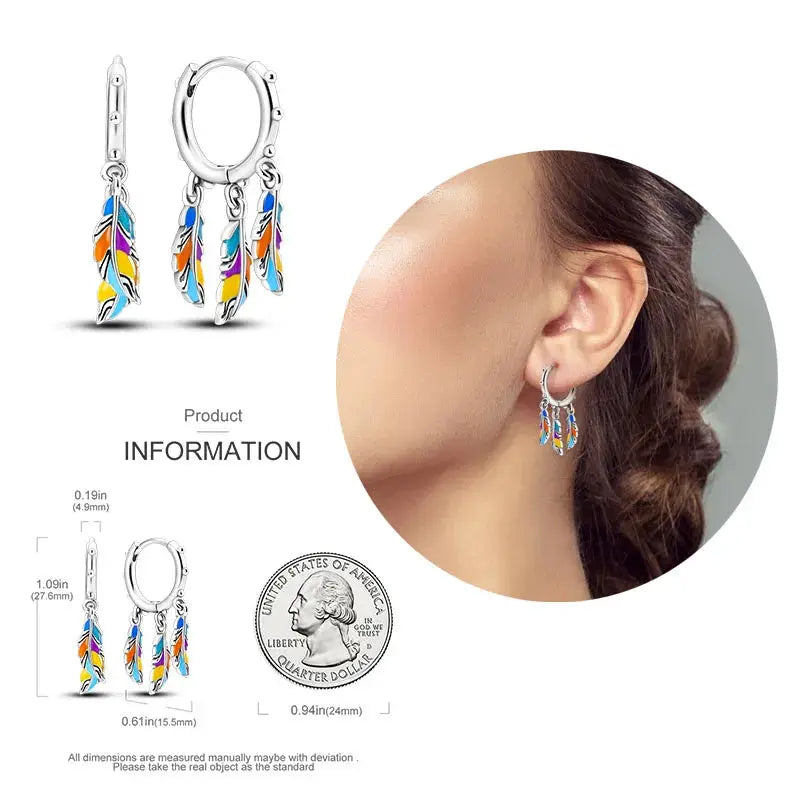 925 Silver Hoop Earrings For Women Zircon Heart Shape Star Eardrops Original Fashion Jewelry