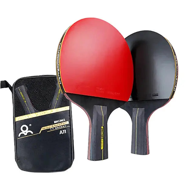 6 Star Table Tennis Racket Set 2 Pieces Professional Ping Pong Rackets Pimples In Rubber High Quality Blade Bat With Bag