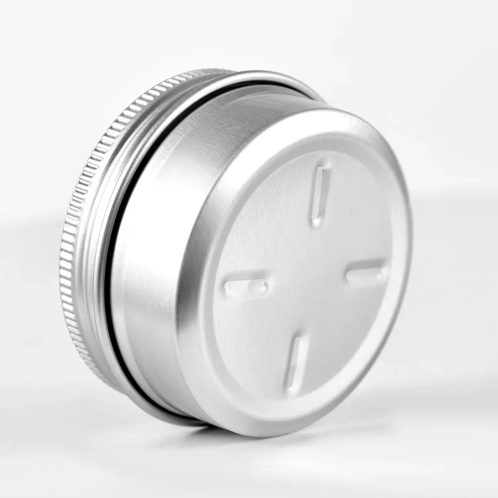 Mini stove aluminum alcohol burner cap with knurled edge and brushed finish