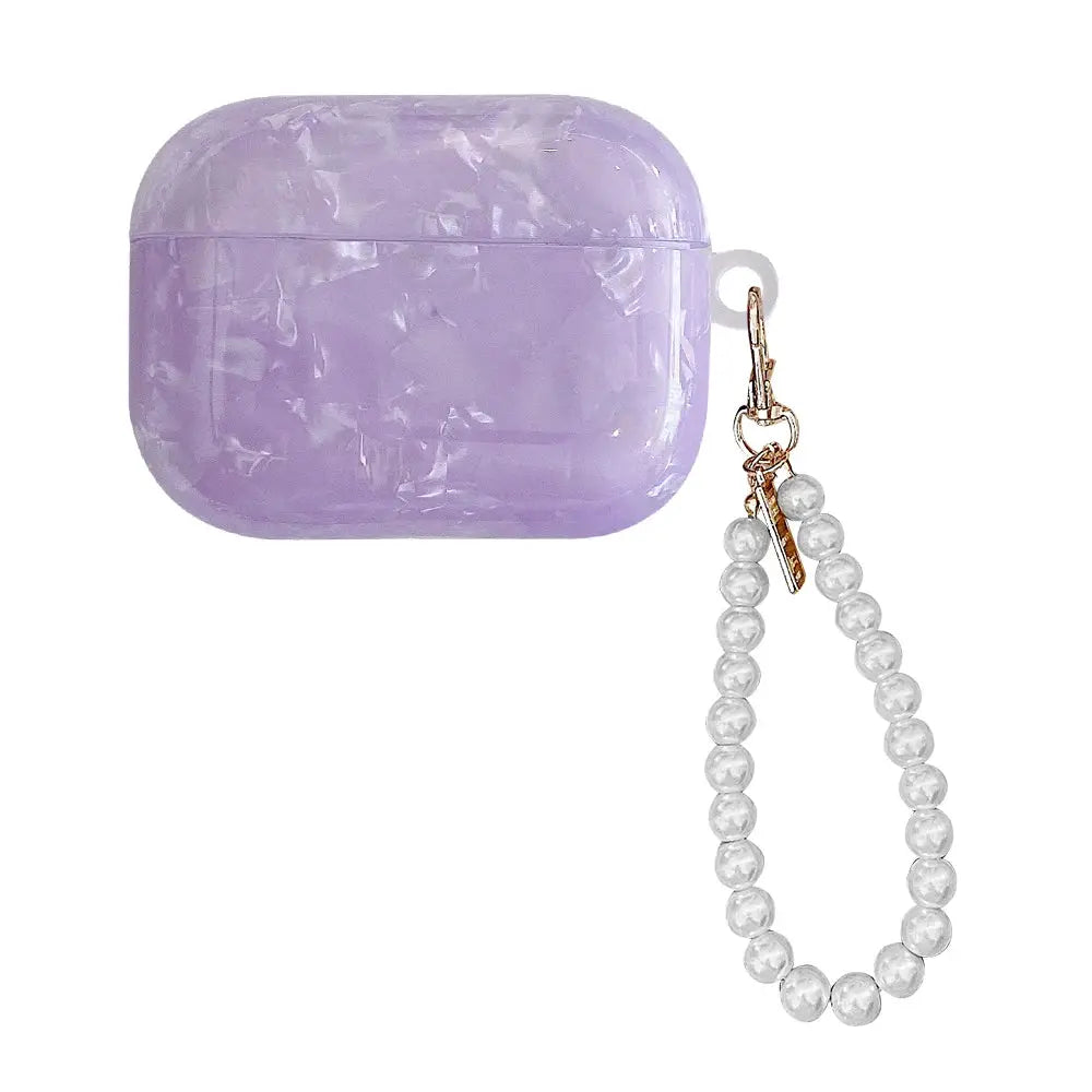 Leopard Girl AirPods Pro Case USB C 1 2 3 4 Soft Silicone Shockproof Cover With Pearl Shell Keychain