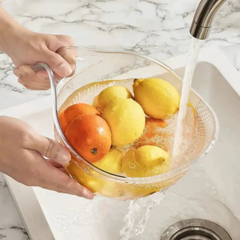 HomePro All in One Rice Rinser Bowl Drainer Cup Strainer and Basin for Easy Washing and Draining Versatile Kitchen Tool