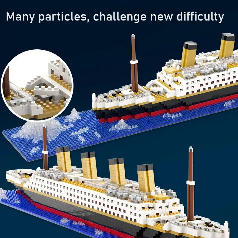 Titanic Cruise Ship Building Block Model Kit For Kids Desktop Puzzle Toy Birthday Gift For Boys And Girls