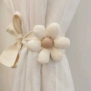 3D Flower Curtain Tiebacks Beige Cotton Webbing Adorable Nursery Decor For Kids Room