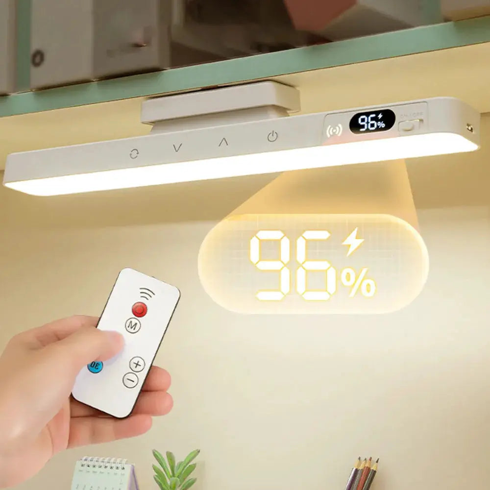 Touch table lamp with built-in rechargeable battery, white finish, and remote control