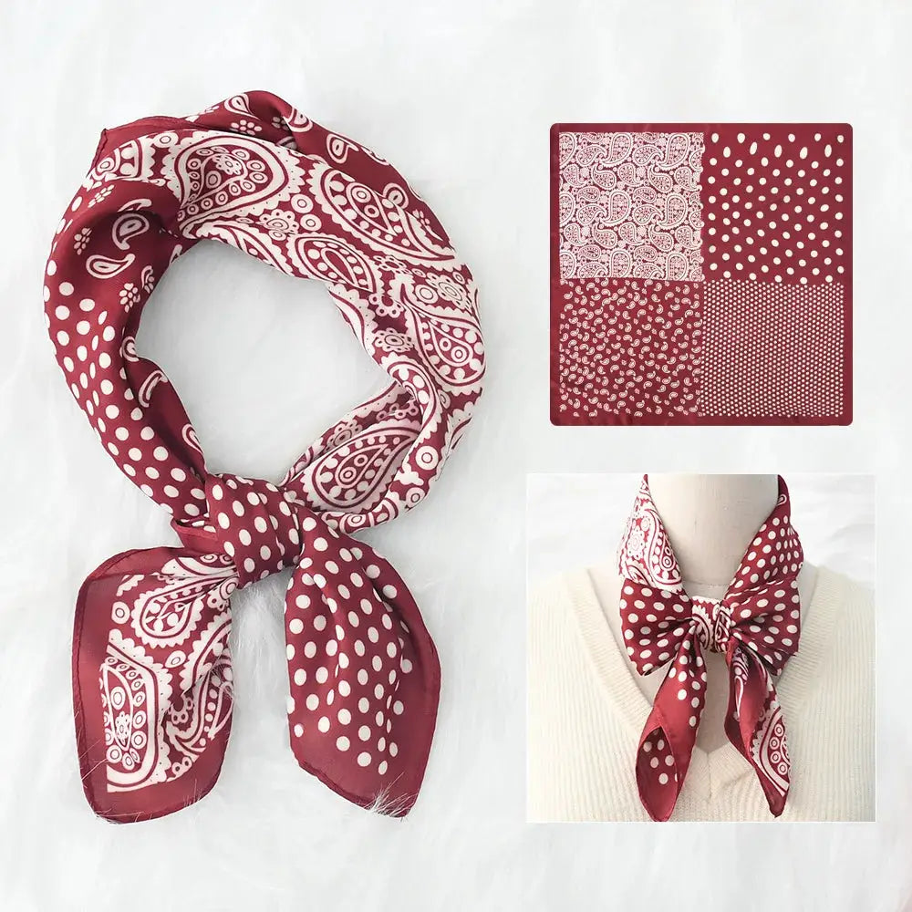 SJ01 Silk Scarf Neckerchief For Women Luxury Designer Silk Headscarf And Purse Accent Accessory