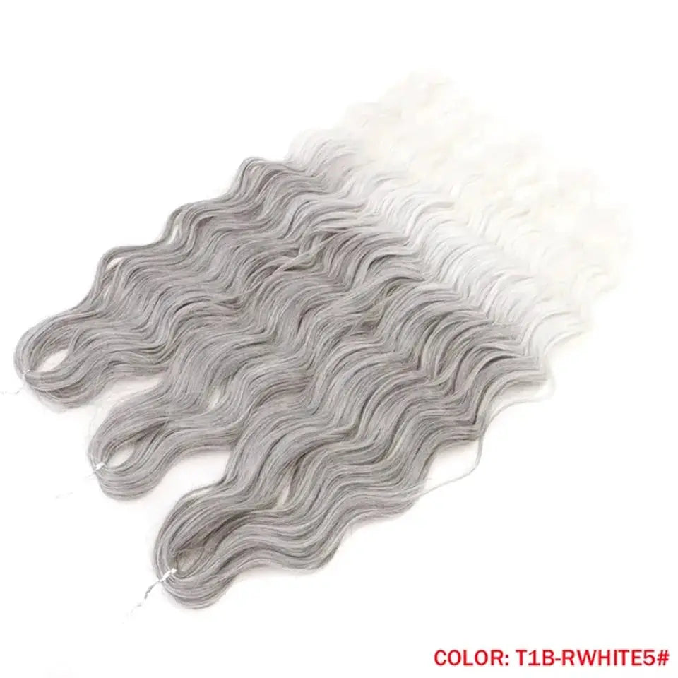 Noble Hair synthetic loose deep wave 24in braiding extensions, ombre blonde to white, Simples Market