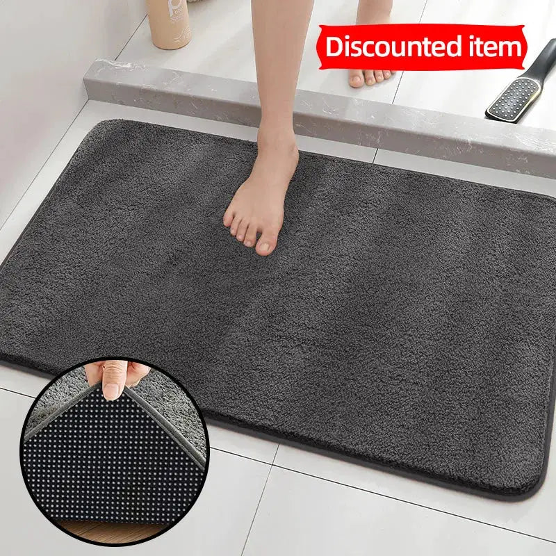 Bathroom rug by Simples Market, grey plush microfiber non-slip mat for bathroom