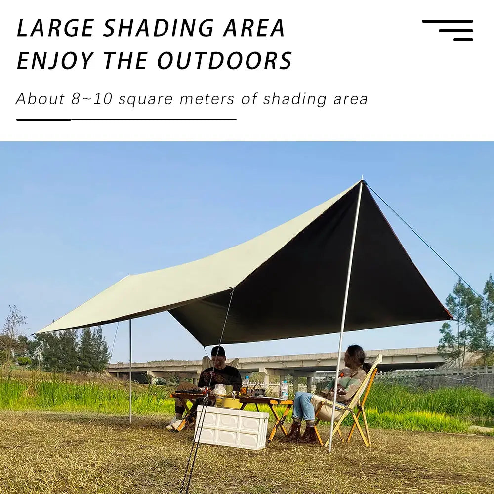 HIDE WALKER Black Coated Tarp Sun Shelter Outdoor Camping Canopy Waterproof 99 Percent UV Block 3x3 3x4 3x5