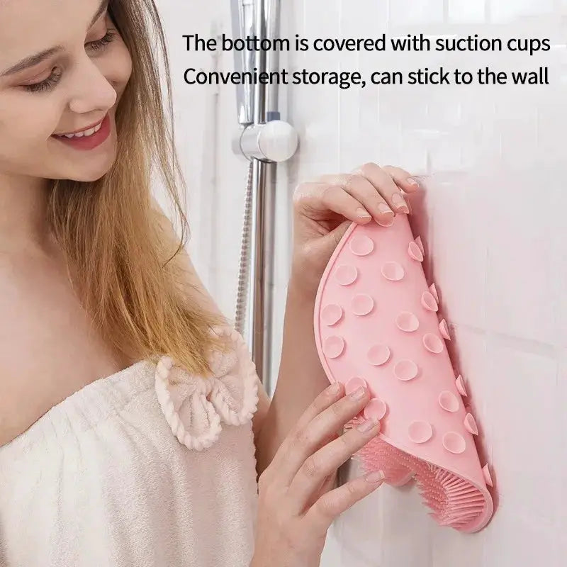 Foot Wash Brush With Back Scrubber Suction Cup Bath Tool Exfoliating Shower Pad Massager Mat