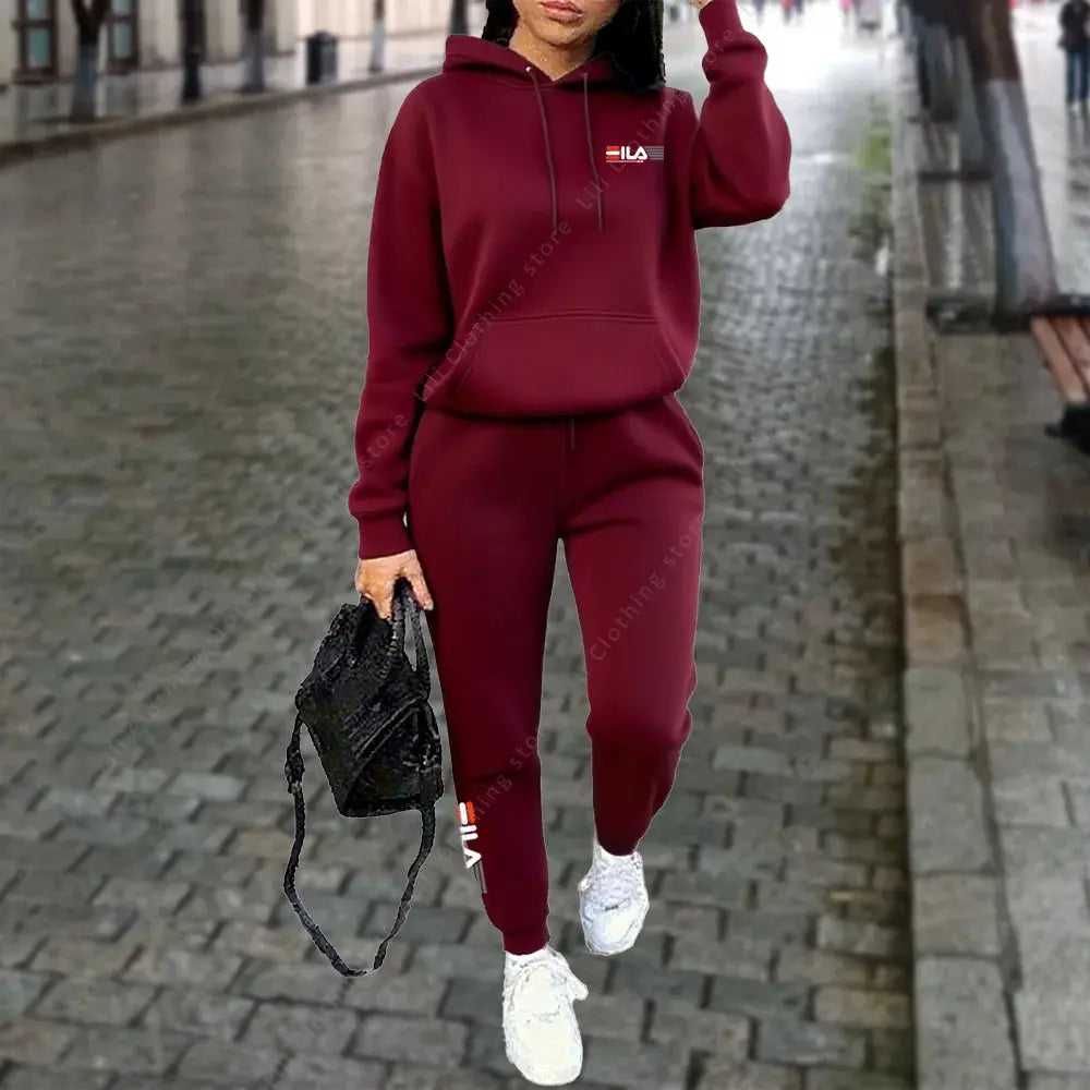 NovaFlex Womens Winter Fleece Tracksuit Two Piece Hoodie And Trousers Set Warmth And Stretchy Comfort For Streetwear