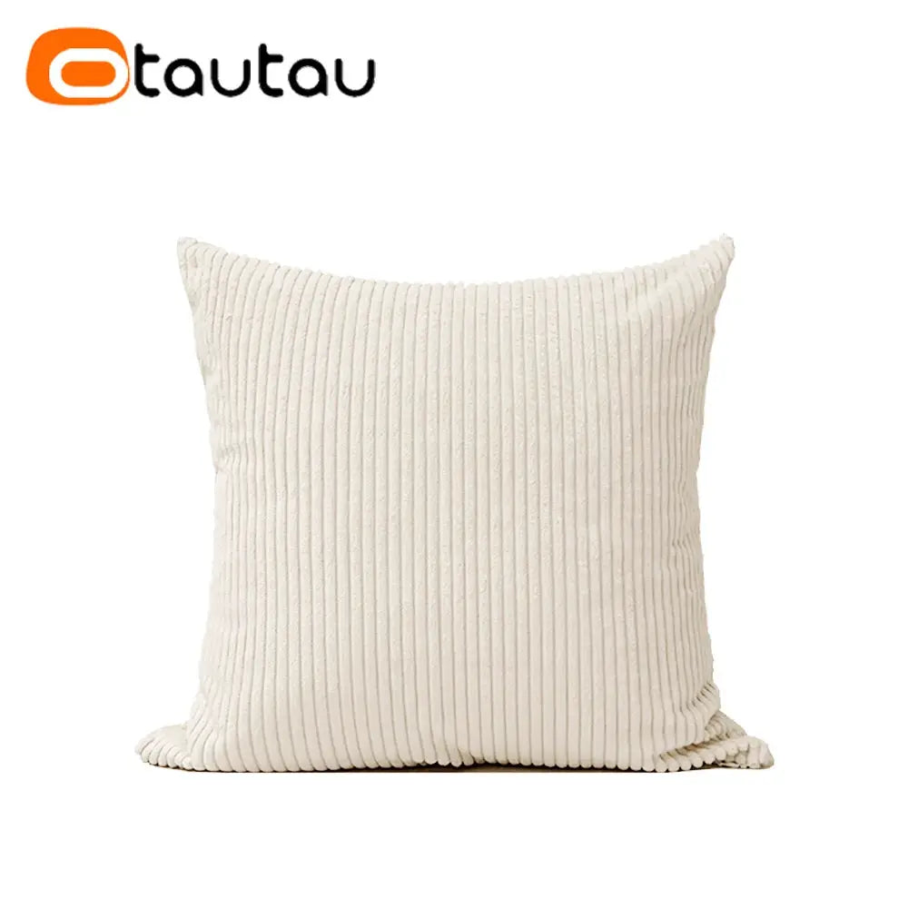 OTAUTAU cotton corduroy cushion cover in cream with vertical ridges; no insert